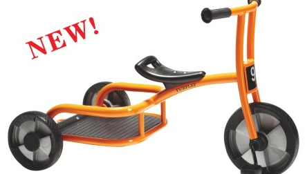 Triciclo de carga resistente FUNPLAY para niños, con bandeja de almacenamiento trasera, color naranja. Triciclo utilitario para jardín de infancia y preescolar (de 3 a 6 años).
   