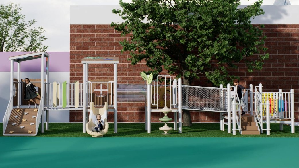 Equipo de juegos infantiles con tobogán combinado estilo tronco
   