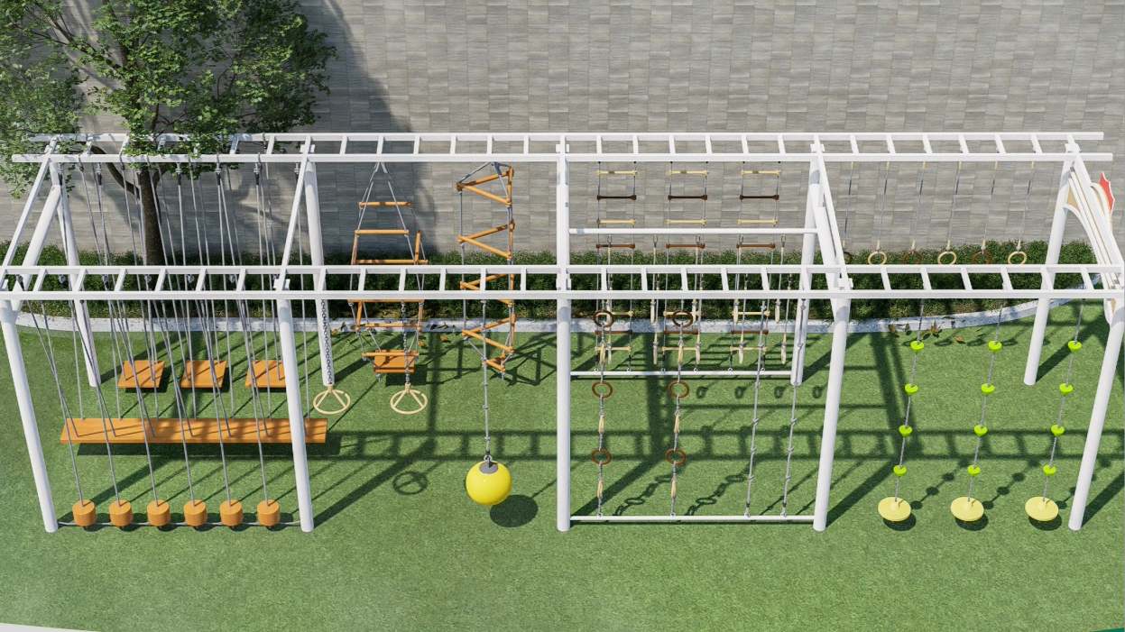Equipamiento para parques infantiles de aventura al aire libre | Gran sistema de juegos sin motor para escalar, columpiarse y entrenar la condición física
   