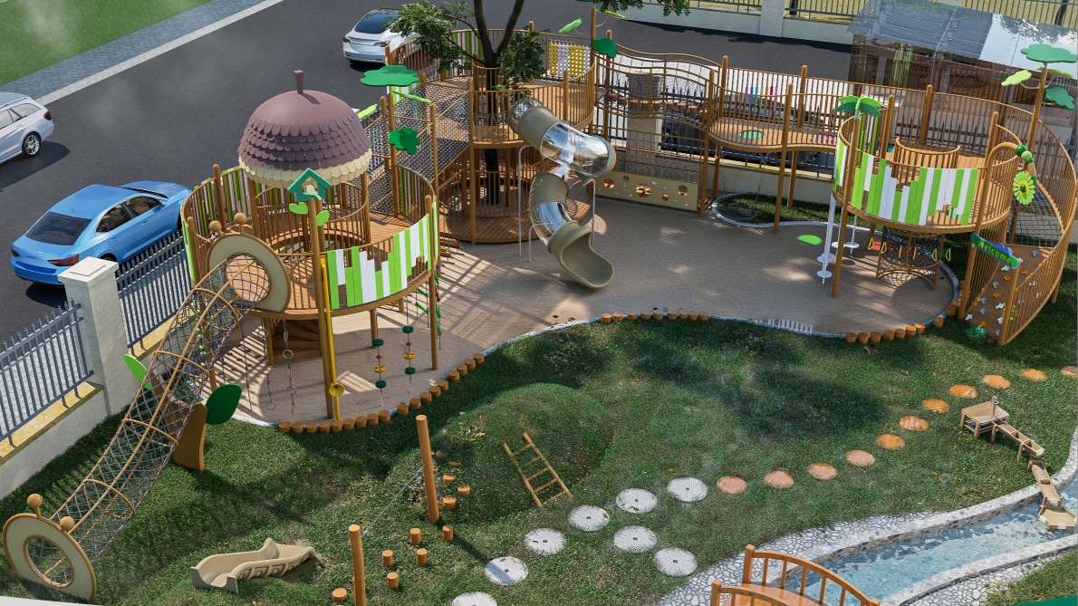 Equipamiento de Parque Infantil Exterior con Temática de Aventura Forestal